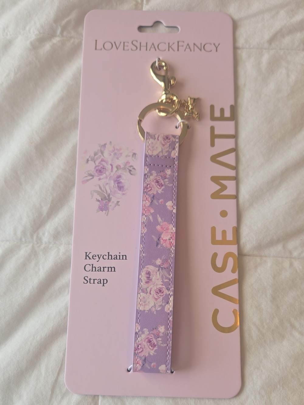 LoveShackFancy Case Mate Lavender Floral Keychain